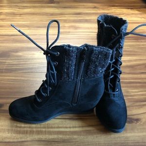 Black wedge booties. Size 9 from Kohl’s.